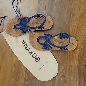 Bokyna Hand Woven Sandles, Size 38/7, Royal Blue